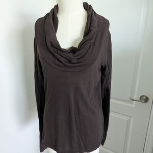 Three Dots Espresso Cowl Neck Top
